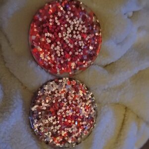 Glittery Pink and Silver Coasters